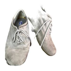 Dr. Scholl's Men Size 10W Gray suede leather shoes comfort tie-up